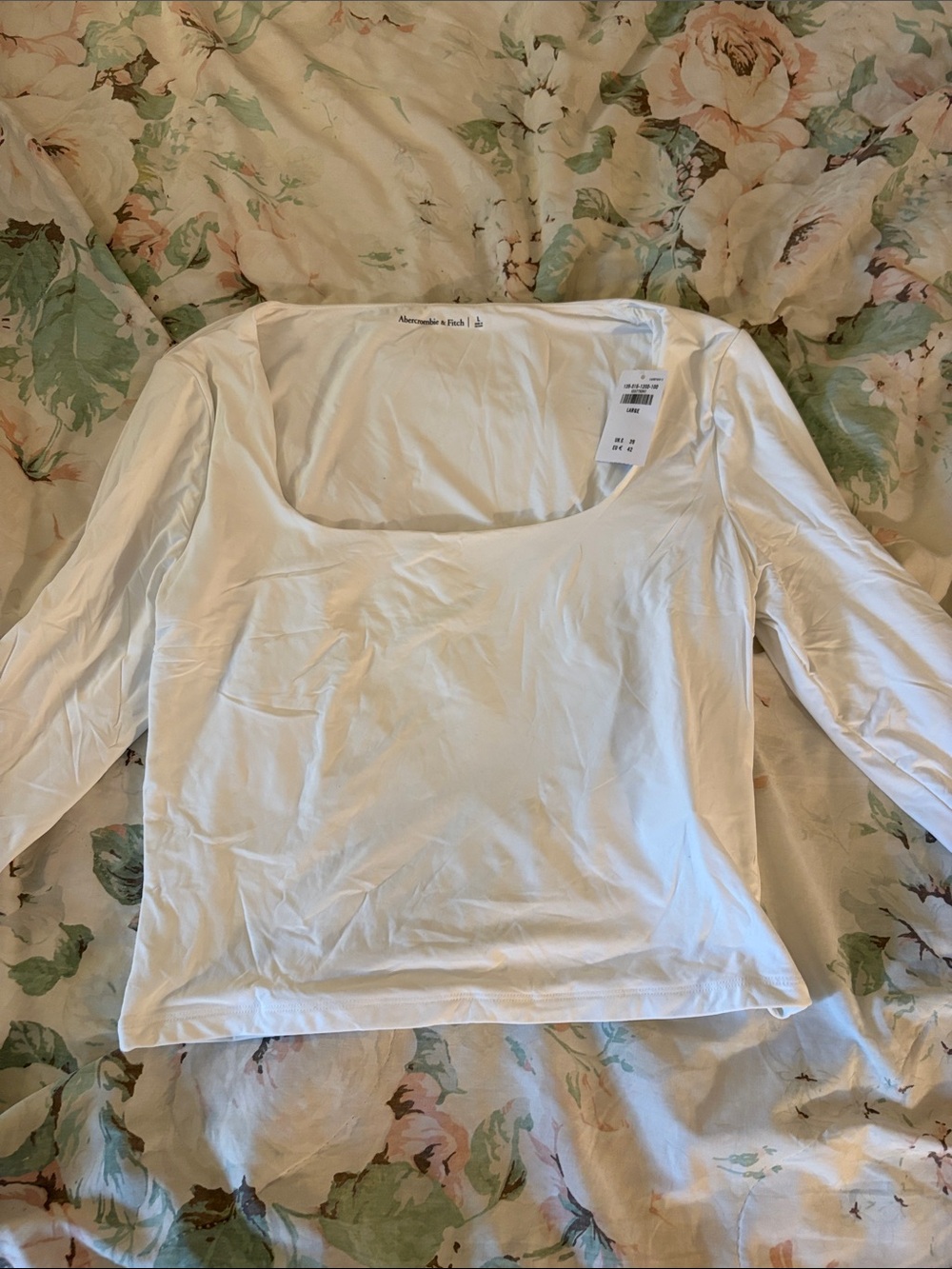 Abercrombie & Fitch white Square Neck Long Sleeve Top